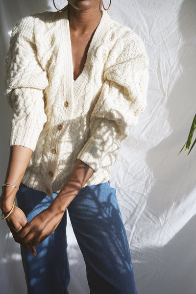 Hand Knit Aran Cardigan