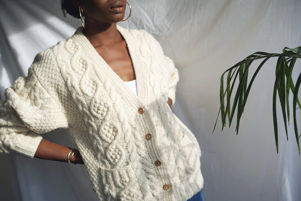Hand Knit Aran Cardigan