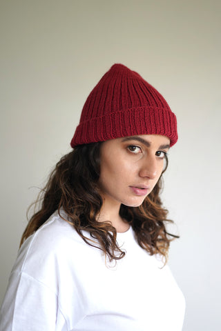 Essential Rib Beanie- Scarlett