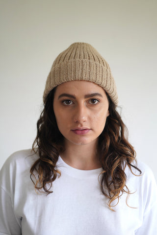 Essential Rib Beanie- Sand