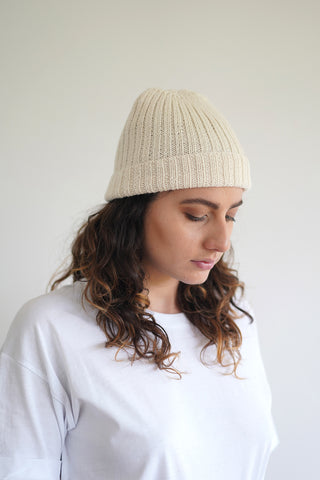 Essential Rib Beanie- Ecru