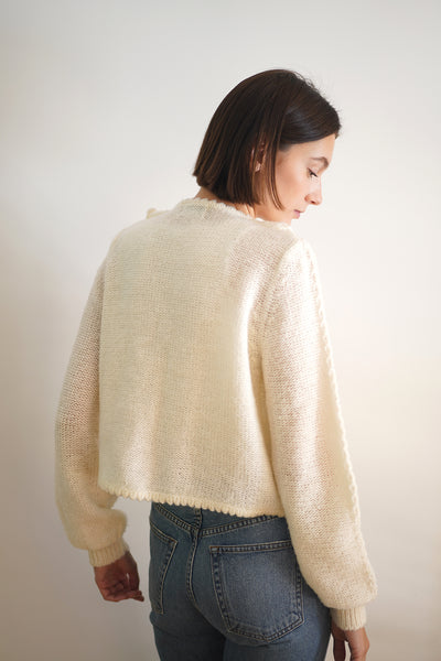 Collared pointelle cardigan