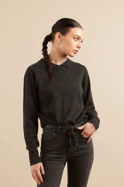 Sunday Collar Sweater- Charcoal SAMPLE