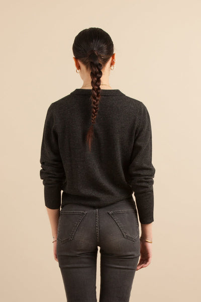 Sunday Collar Sweater- Charcoal SAMPLE