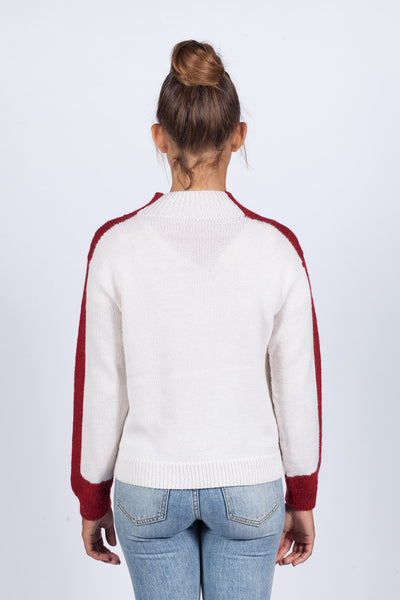 Après-Ski Mock- White/Scarlet
