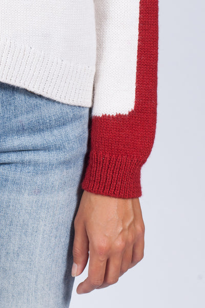 Après-Ski Mock- White/Scarlet