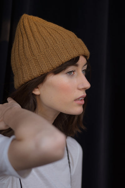 Essential Rib Beanie- Tan